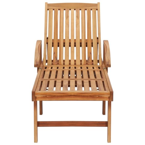 Leżak ze stolikiem i poduszką, lite drewno tekowe