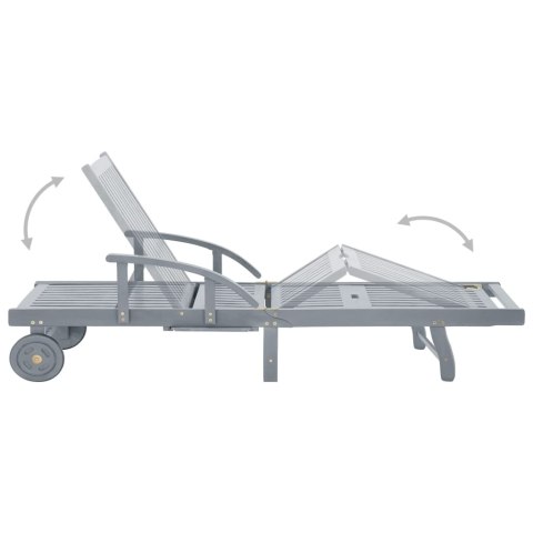 Ogrodowy leżak z poduszką, lite drewno akacjowe