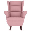 Fotel bujany z kauczukowymi nóżkami, różowy, aksamit