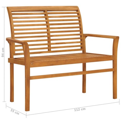 Ławka ogrodowa z niebieską poduszką, 112 cm, drewno tekowe Ławka ogrodowa z niebieską poduszką, 112 cm, drewno tekowe