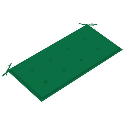 Ławka ogrodowa z zieloną poduszką, 112 cm, lite drewno tekowe Ławka ogrodowa z zieloną poduszką, 112 cm, lite drewno tekowe