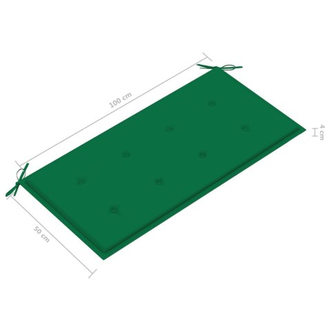 Ławka ogrodowa z zieloną poduszką, 112 cm, lite drewno tekowe Ławka ogrodowa z zieloną poduszką, 112 cm, lite drewno tekowe