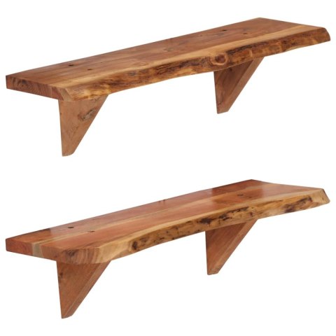 Półki ścienne, 2 szt., 60 x 20 x 18 cm, lite drewno akacjowe Półki ścienne, 2 szt., 60 x 20 x 18 cm, lite drewno akacjowe