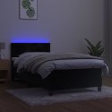 Łóżko kontynentalne z materacem i LED, czarny aksamit 90x190 cm