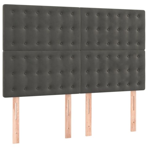 Łóżko kontynentalne z materacem, ciemnoszare, 140x200cm aksamit