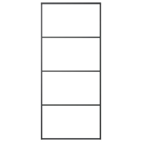 Drzwi przesuwne z osprzętem, 90x205 cm, szkło ESG i aluminium