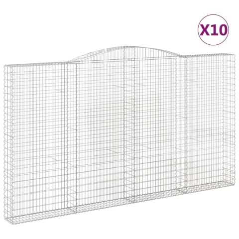Kosze gabionowe, 10 szt, 400x30x220/240cm, galwanizowane żelazo Kosze gabionowe, 10 szt, 400x30x220/240cm, galwanizowane żelazo