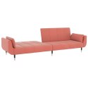 2-osobowa kanapa z 2 poduszkami, różowa, aksamitna