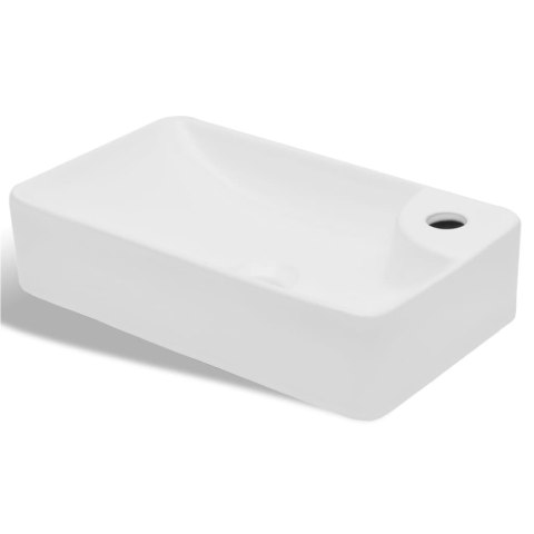 Ceramiczna umywalka z otworem na kran, biała Ceramiczna umywalka z otworem na kran, biała