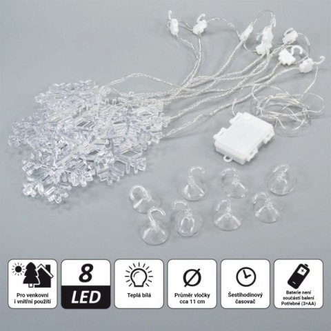 Komplet kurtyn świetlnych, 8 LED, ciepła biel, 2 szt