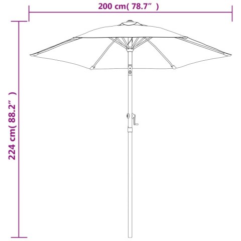 Parasol, antracytowy, 200x224 cm, aluminium