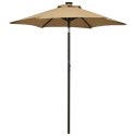 Parasol z lampkami LED, kolor taupe, 200x211 cm, aluminium