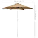 Parasol z lampkami LED, kolor taupe, 200x211 cm, aluminium