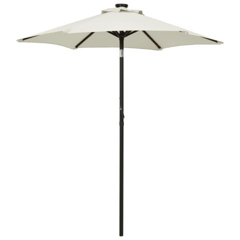 Parasol z lampkami LED, piaskowy, 200x211 cm, aluminium