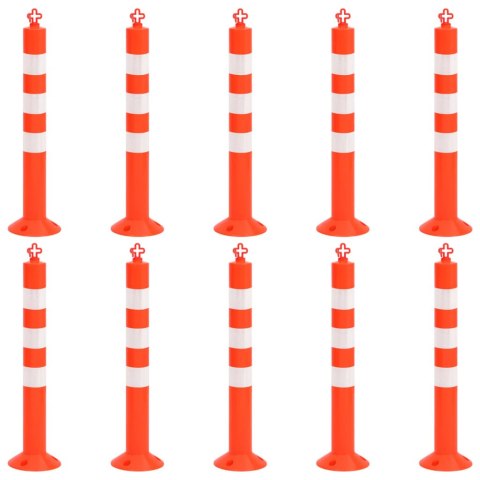 Słupki drogowe, 10 szt., z łańcuchem, 75 cm, PE