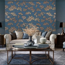 DUTCH WALLCOVERINGS Tapeta z motywem sosny, złoto-niebieska