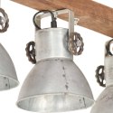 Industrialna lampa sufitowa, srebrna, E27, drewno mango