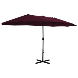 Parasol ogrodowy na słupku aluminiowym, 460 x 270 cm, bordowy