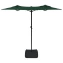 Parasol ogrodowy podwójny z LED, zielony, 316x240 cm