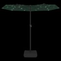 Parasol ogrodowy podwójny z LED, zielony, 316x240 cm