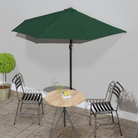 Półparasol balkonowy na słupku z aluminium, 270x144 cm, zielony