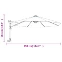 Ścienny parasol ogrodowy z LED, niebieski, 290 cm