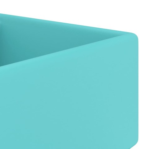 Kwadratowa umywalka z przelewem, matowa jasnozielona, 41x41 cm