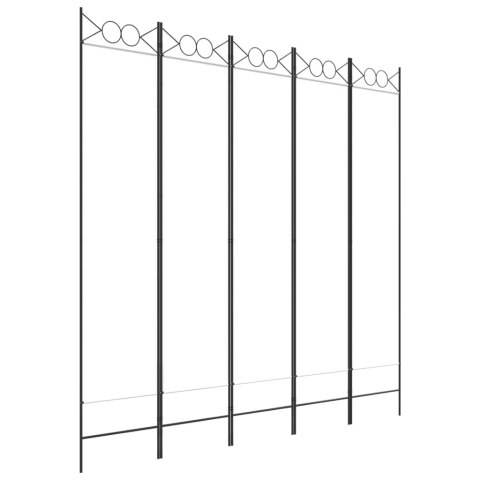 Parawan 5-panelowy, biały, 200x200 cm, tkanina