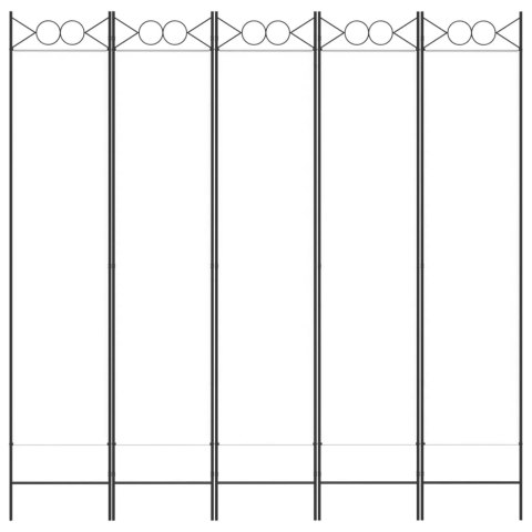 Parawan 5-panelowy, biały, 200x200 cm, tkanina