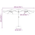 Podwójny parasol ogrodowy z LED, terakotowy, 449x245 cm