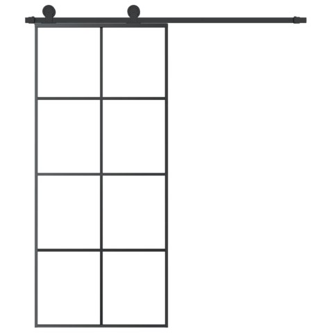Drzwi przesuwne z osprzętem, 90x205 cm, szkło ESG i aluminium