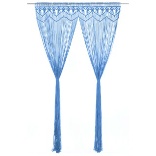 Zasłona z makramy, niebieska, 140 x 240 cm, bawełna