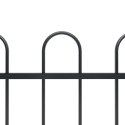 Ogrodzenie z zaokrąglonymi końcami, stalowe, 10,2x0,8 m, czarne