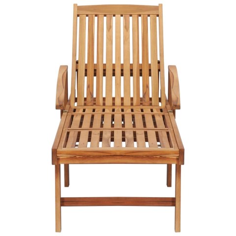 Leżak ze stolikiem i poduszką, lite drewno tekowe