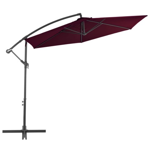 Parasol wiszący z aluminiowym słupkiem, bordowy, 300 cm