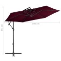 Parasol wiszący z aluminiowym słupkiem, bordowy, 300 cm