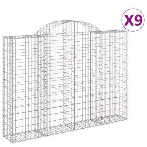 Kosze gabionowe, 9 szt, 200x30x140/160 cm, galwanizowane żelazo Kosze gabionowe, 9 szt, 200x30x140/160 cm, galwanizowane żelazo
