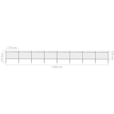 Ogrodzenie z prętów z grotami, stalowe, 13,6 x 1,2 m, czarne Ogrodzenie z prętów z grotami, stalowe, 13,6 x 1,2 m, czarne