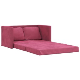 VidaXL Sofa podłogowa 2-w-1, winna czerwień, 122x204x55 cm, aksamit