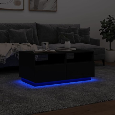 Stolik kawowy z podświetleniem LED, czarny, 90x49x40 cm