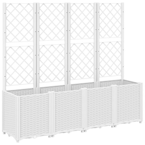 Donica ogrodowa z kratką, biała, 160x40x140 cm, PP Donica ogrodowa z kratką, biała, 160x40x140 cm, PP