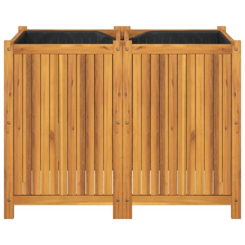 Donica ogrodowa z wyściółką, 100x50x75 cm, lite drewno akacjowe