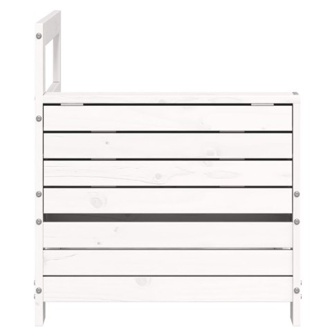 Siedzisko ogrodowe z podłokietnikiem i stolikiem, białe, sosna