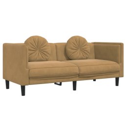 VidaXL Sofa 2-os., brązowa, sztuczna skóra zamszowa