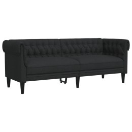 VidaXL Sofa Chesterfield, trzyosobowa, czarna, obita tkaniną