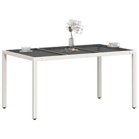 Stół ogrodowy ze szklanym blatem, biały, 150x90x75 cm rattan PE