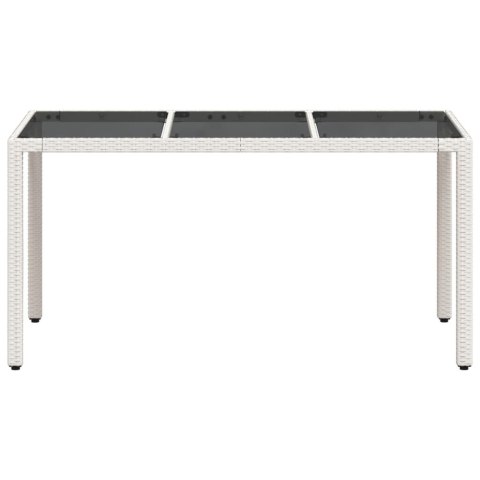 Stół ogrodowy ze szklanym blatem, biały, 150x90x75 cm rattan PE