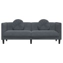 VidaXL Sofa 3-osobowa z poduszkami, ciemnoszara, aksamit