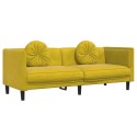 VidaXL Sofa 3-osobowa z poduszkami, żółta, aksamit