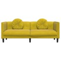 VidaXL Sofa 3-osobowa z poduszkami, żółta, aksamit